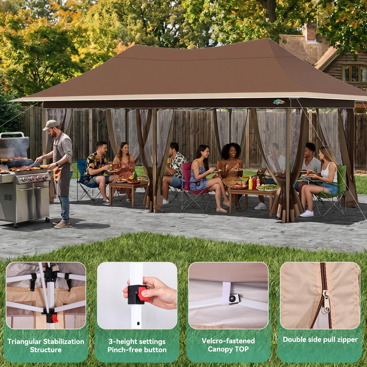 12x20 Pop Up Gazebo with Mosquito Netting W3541