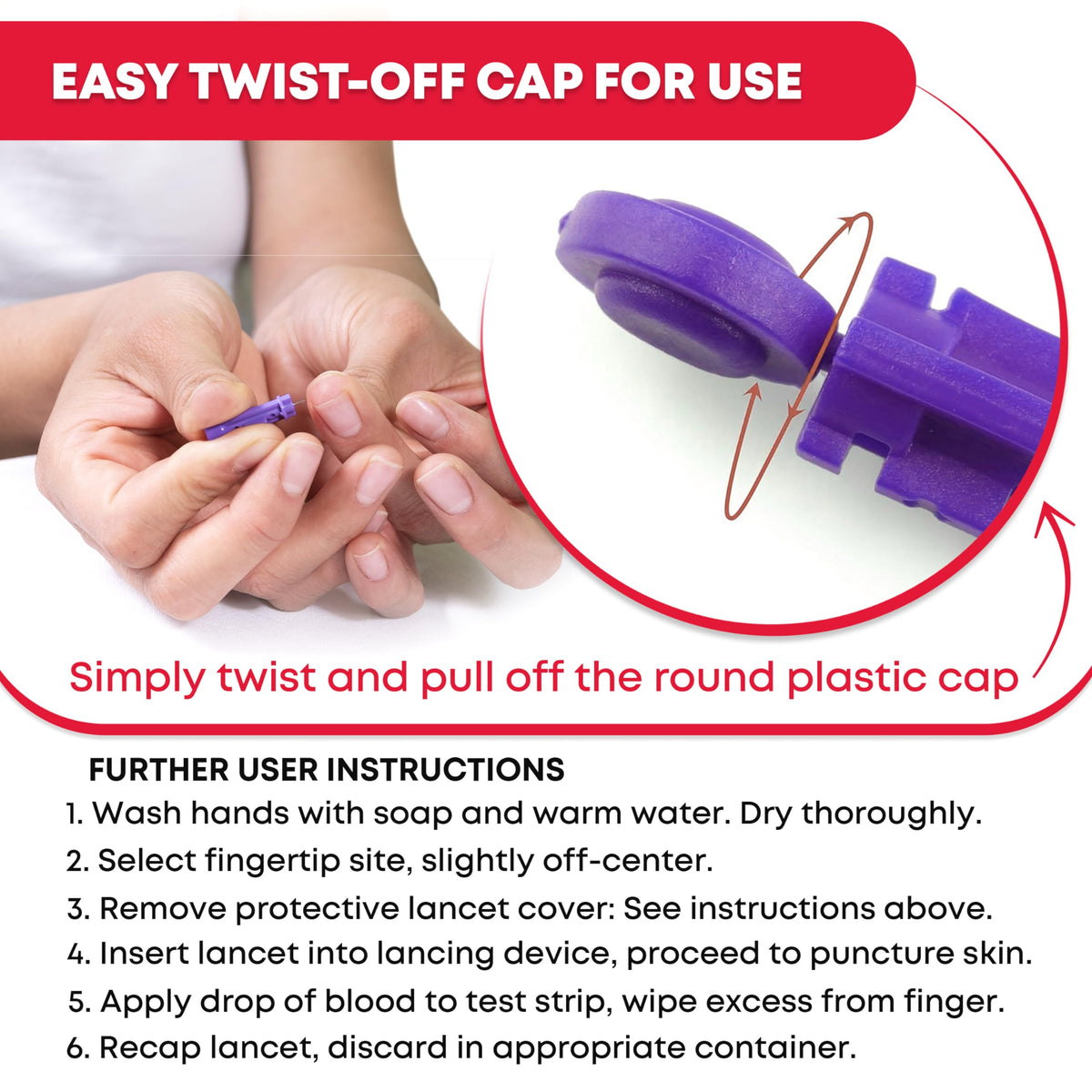 Sterile Twist-Cap Lancets 30G Purple 500 Count A258