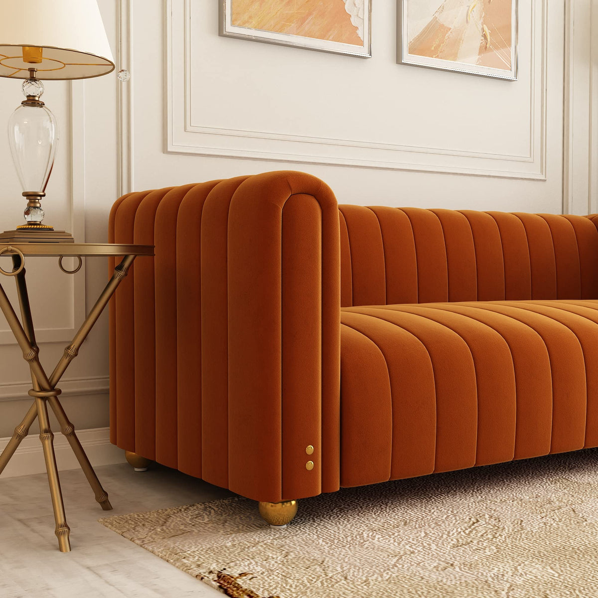 Velvet Sofa Set with Gold Metal Legs C174