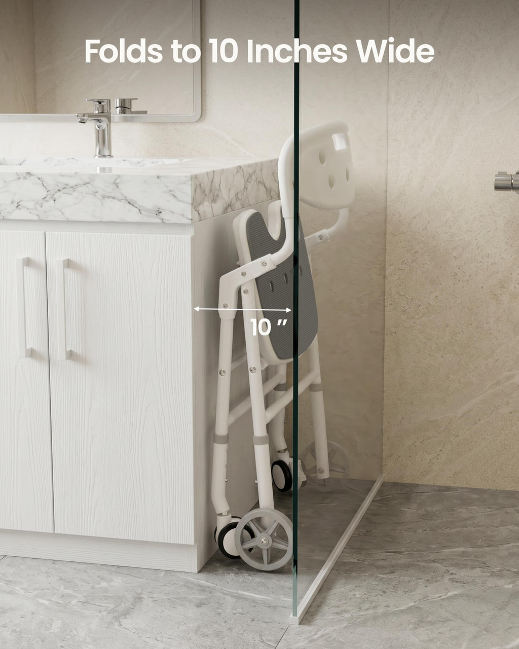 Foldable Rolling Shower Chair with Arms and Back P1037
