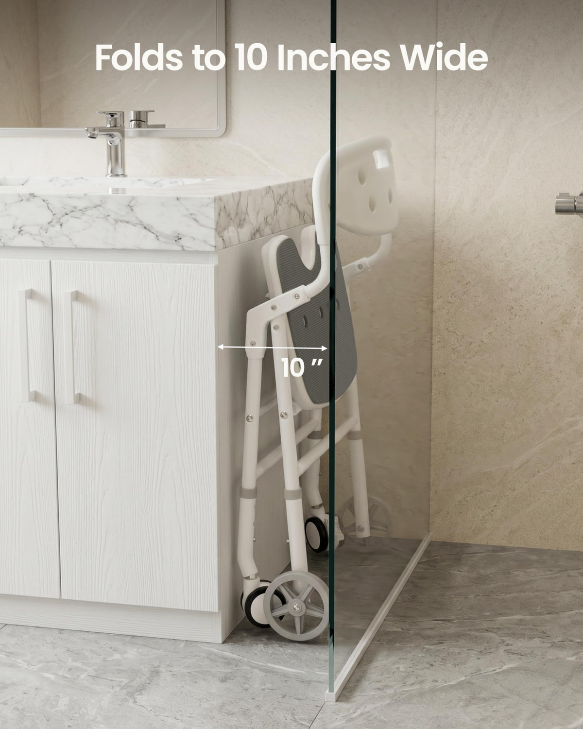 Foldable Rolling Shower Chair with Arms and Back P1037