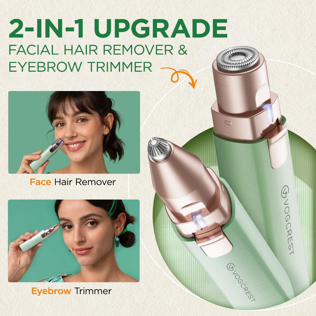 2 in 1 Rechargeable Facial Hair Remover & Eyebrow Trimmer J193
