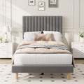Velvet Upholstered Platform Bed with Adjustable Headboard E305078