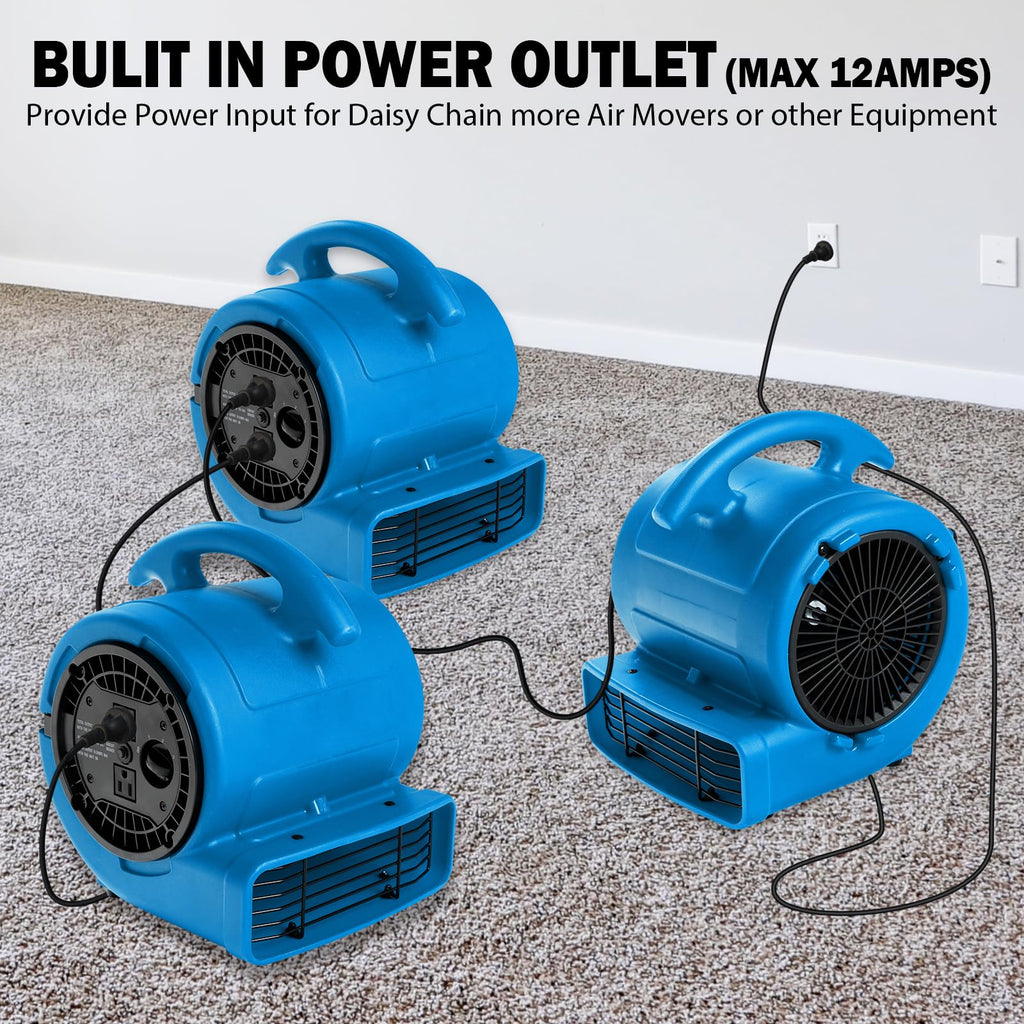1/5hp 800cfm 3-Speed Air Mover Blower Fan with Dual Outlet F229