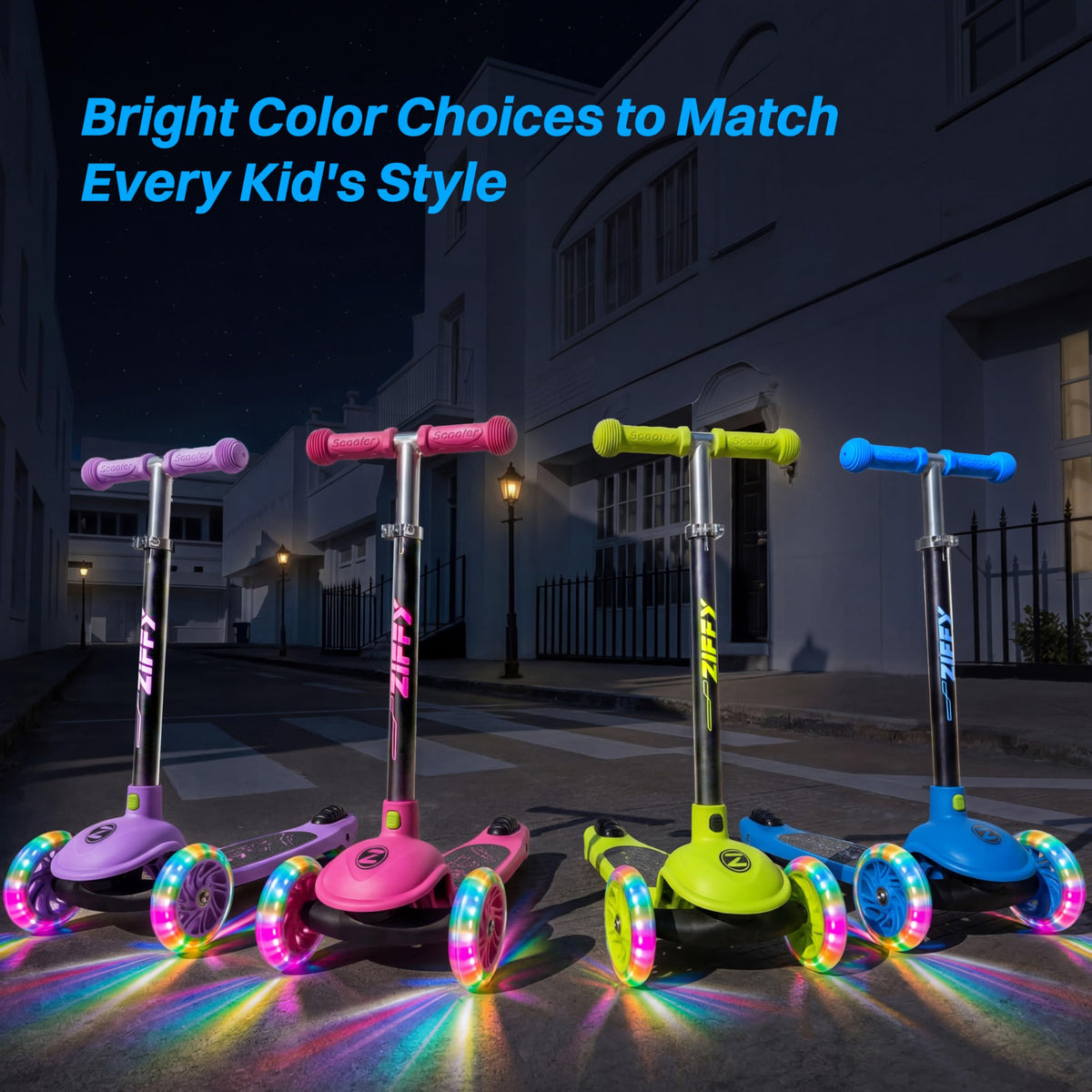 Multicolor 3 Wheel Scooter with LED Light-Up Wheels H66322