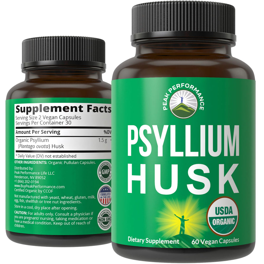 Organic Psyllium Husk Vegan Capsules Fiber Supplement M40312