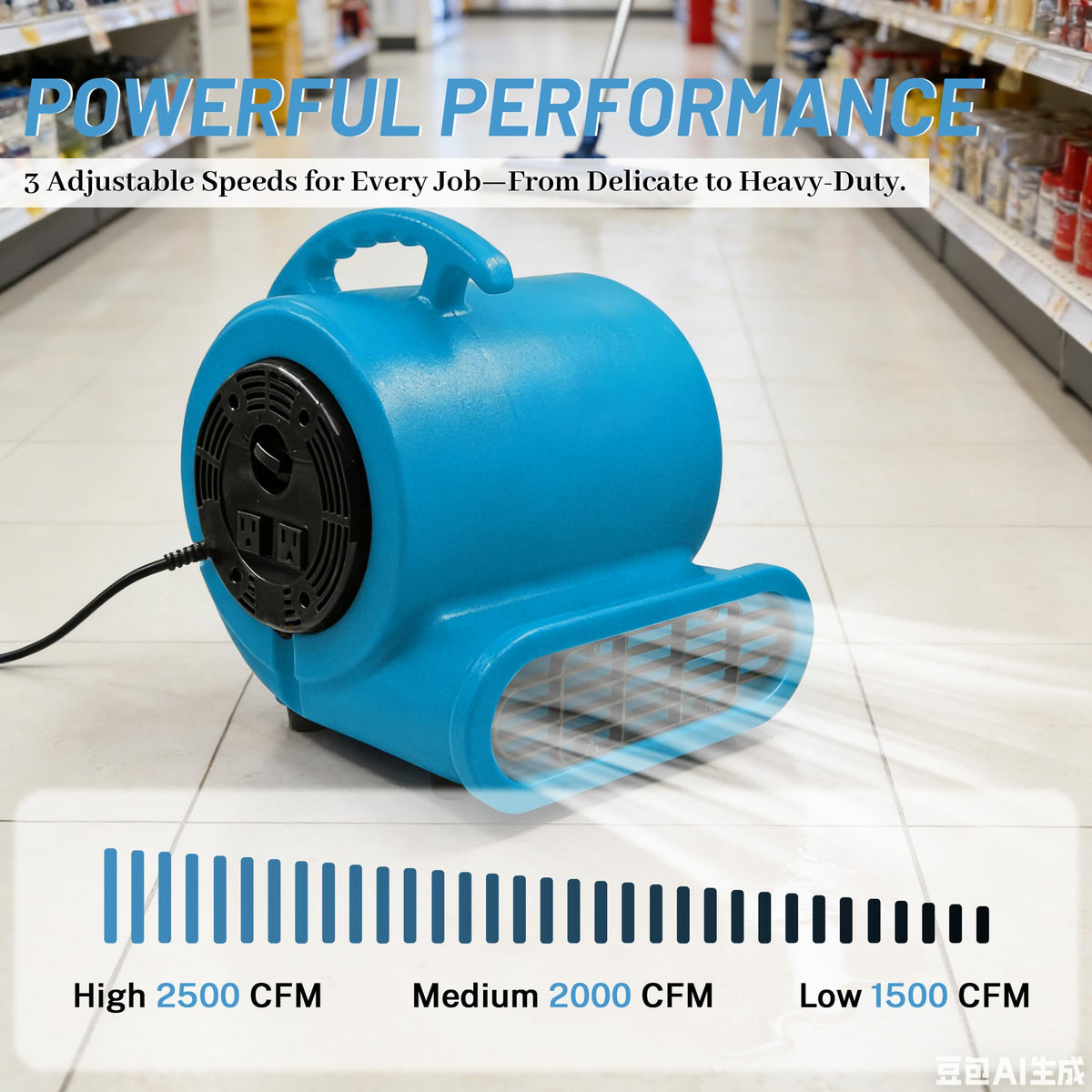 Light Blue 2500 CFM 3-Speed Floor Dryer W946930