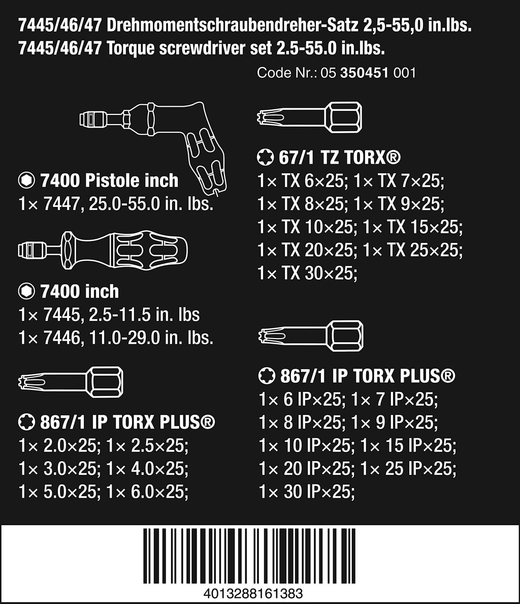 Torque Screwdriver Set W1049