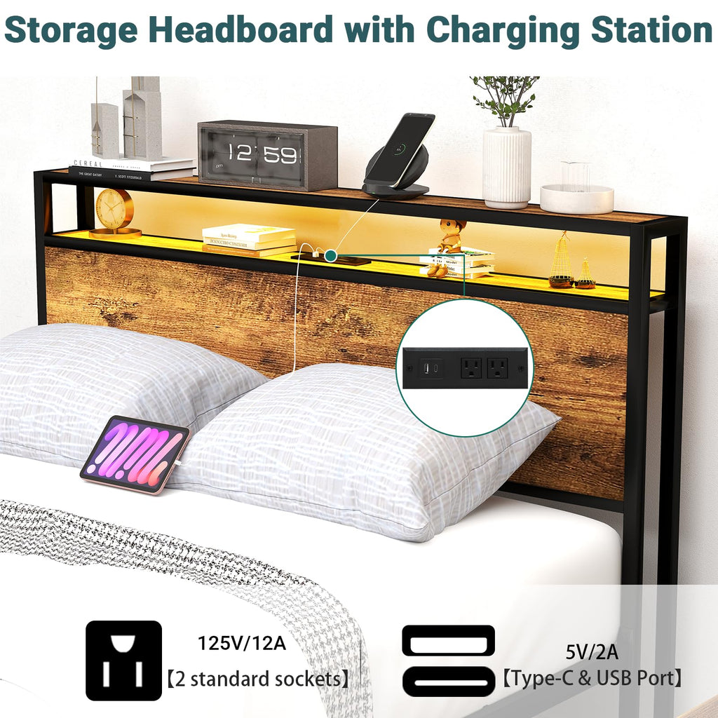 Queen Bed Frame with 8 Storage Drawers U5806