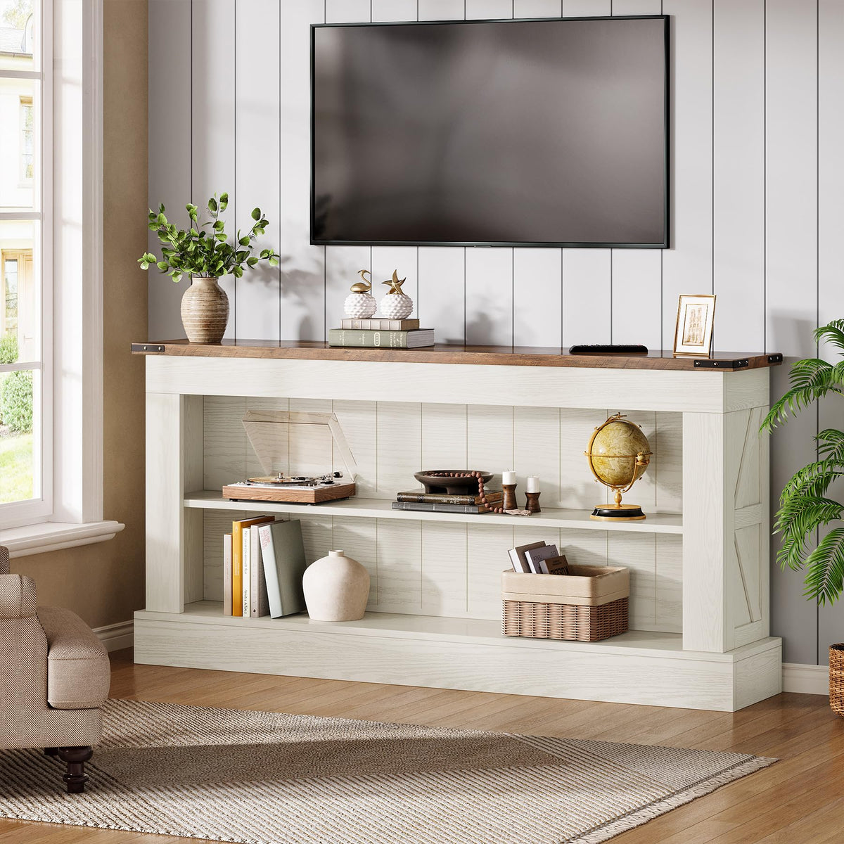 63" 3-Tier Console Table with Storage Shelves N3708