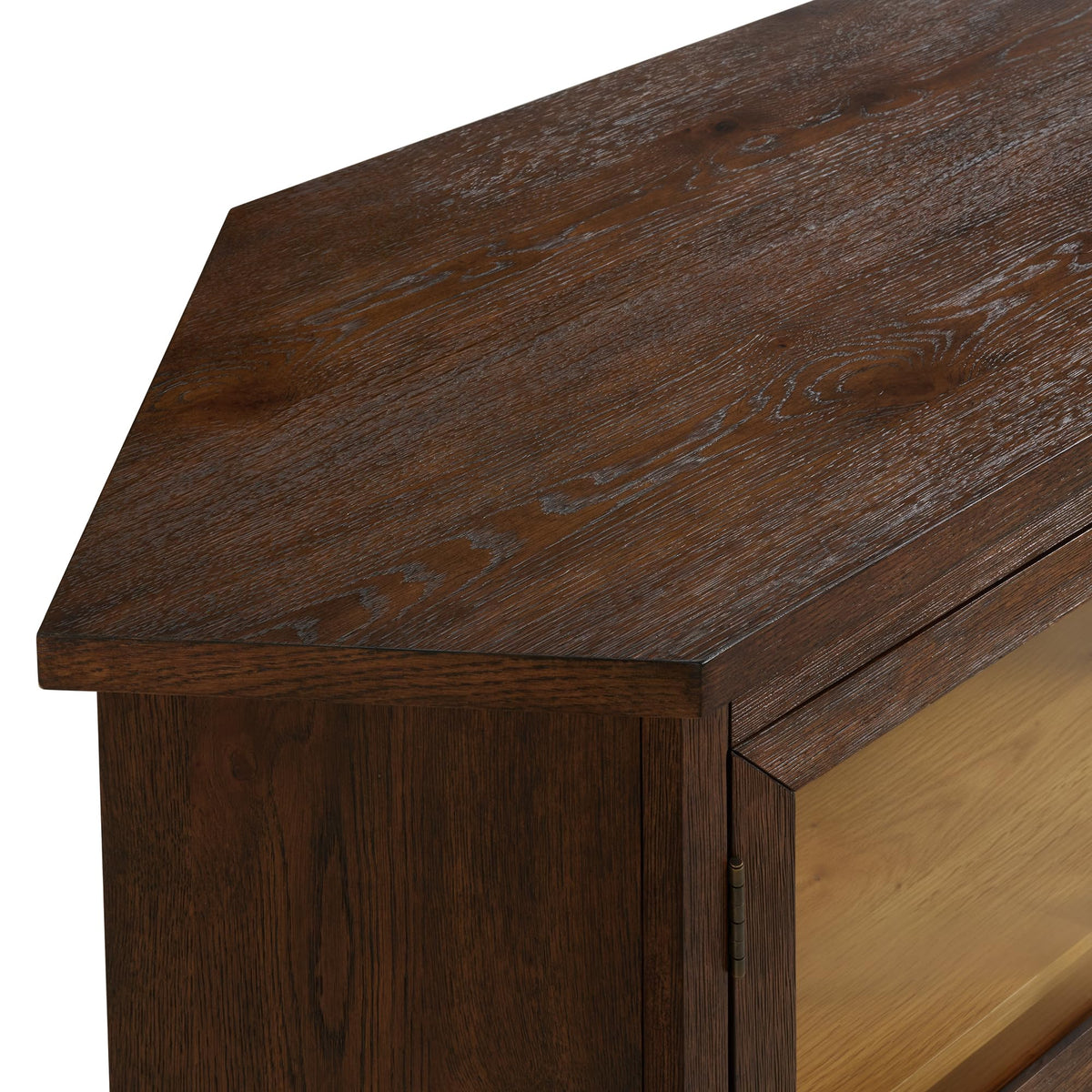 Cocoa Brown Wood and Glass Corner TV Stand Q4447