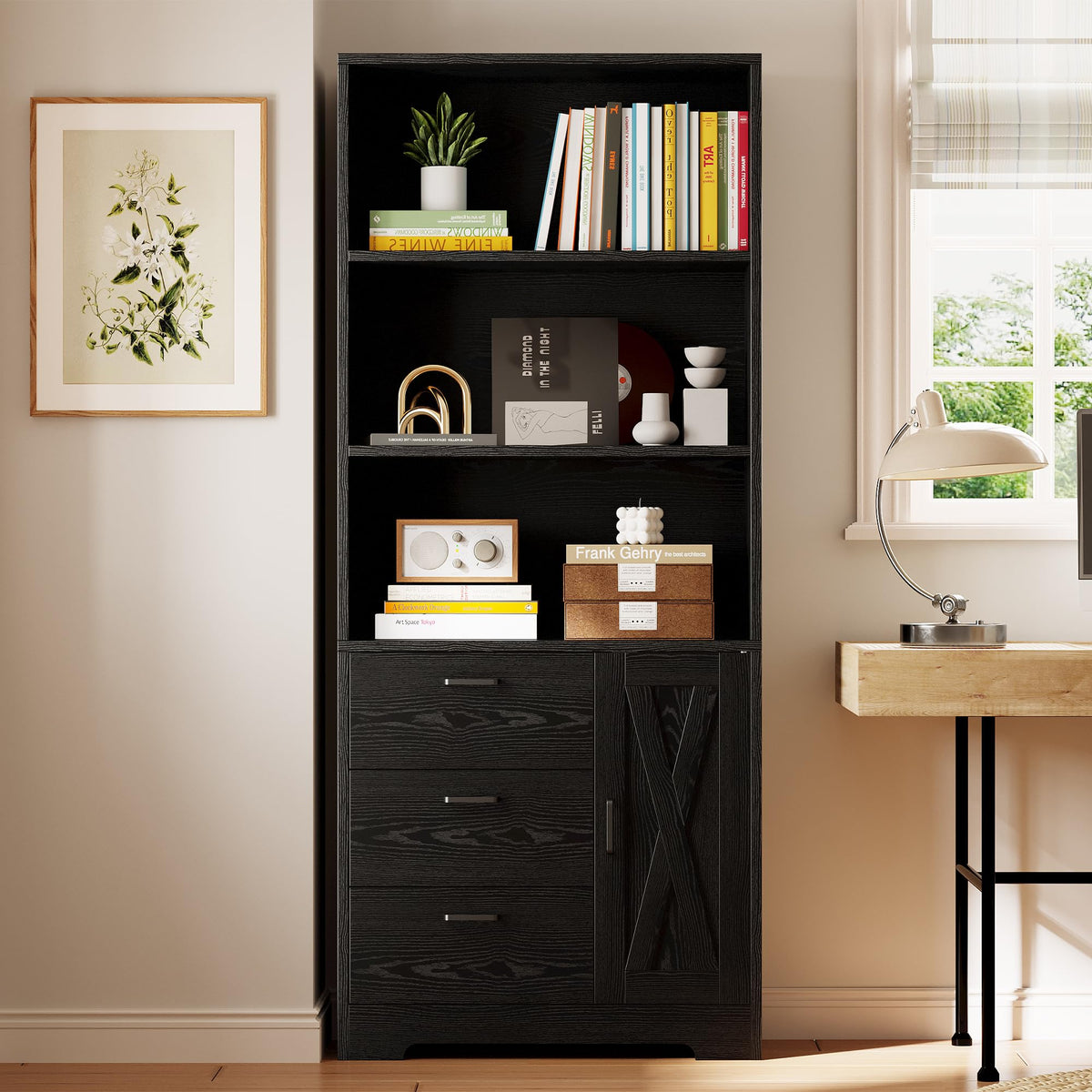 71 in Bookshelf with Doors and Drawers C4283