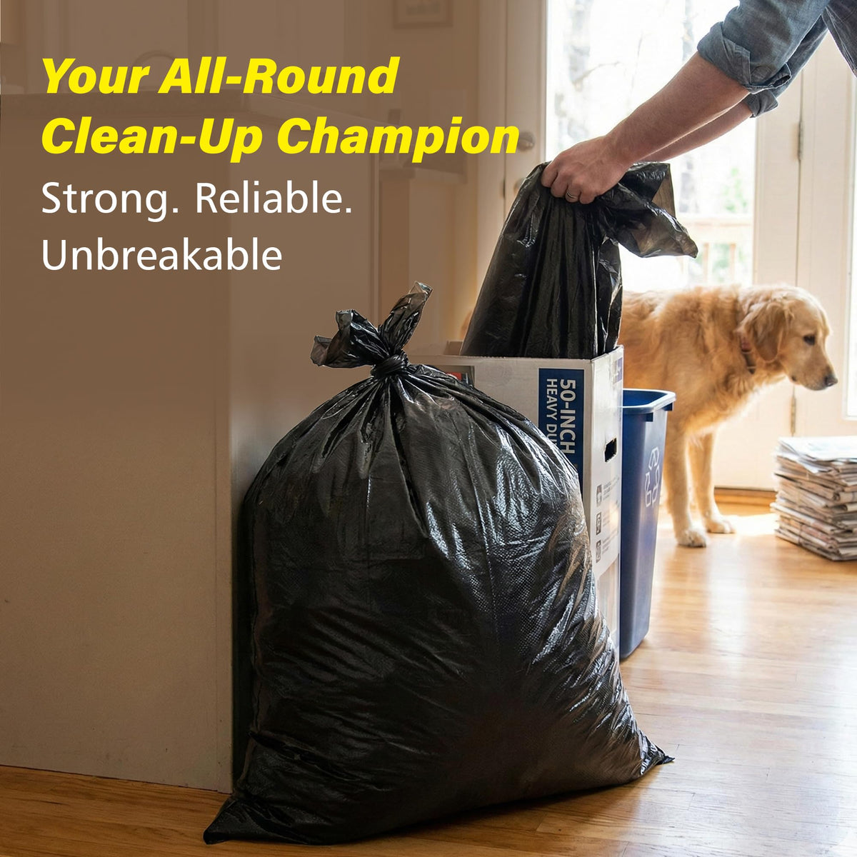 42 Gallon 3 Mil Black Heavy-Duty Trash Bags V309301
