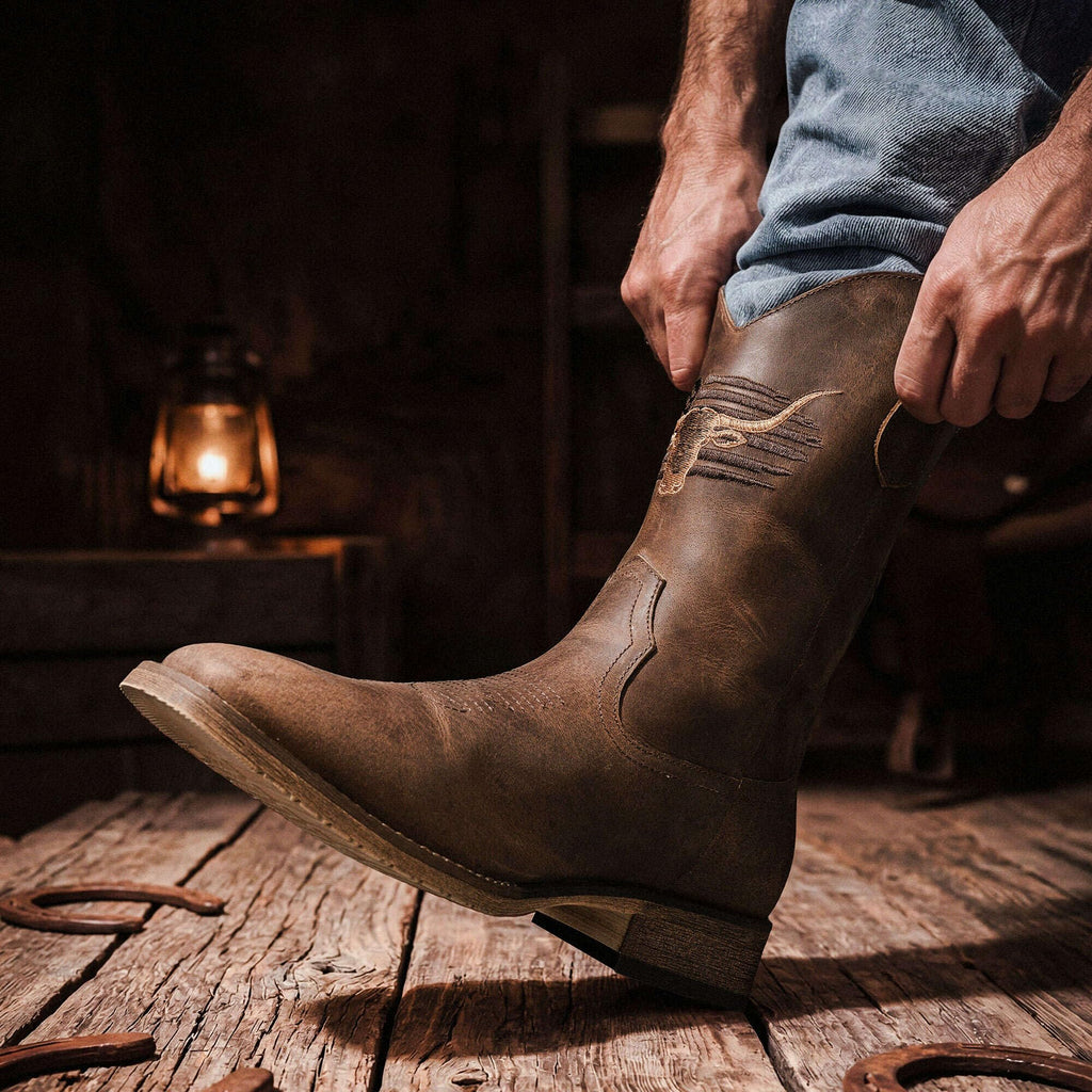 Cowboy Boots Wide Square Toe Slip Resist L3205