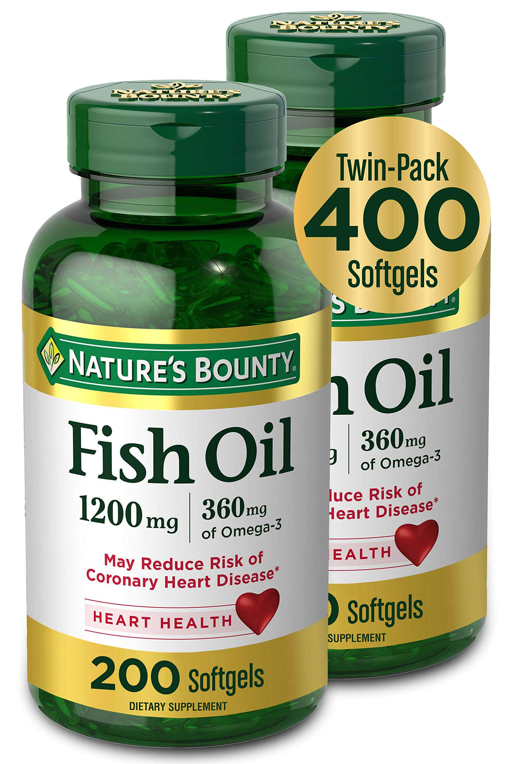 Fish Oil 1200mg 200 Softgels Pack of 2 E907