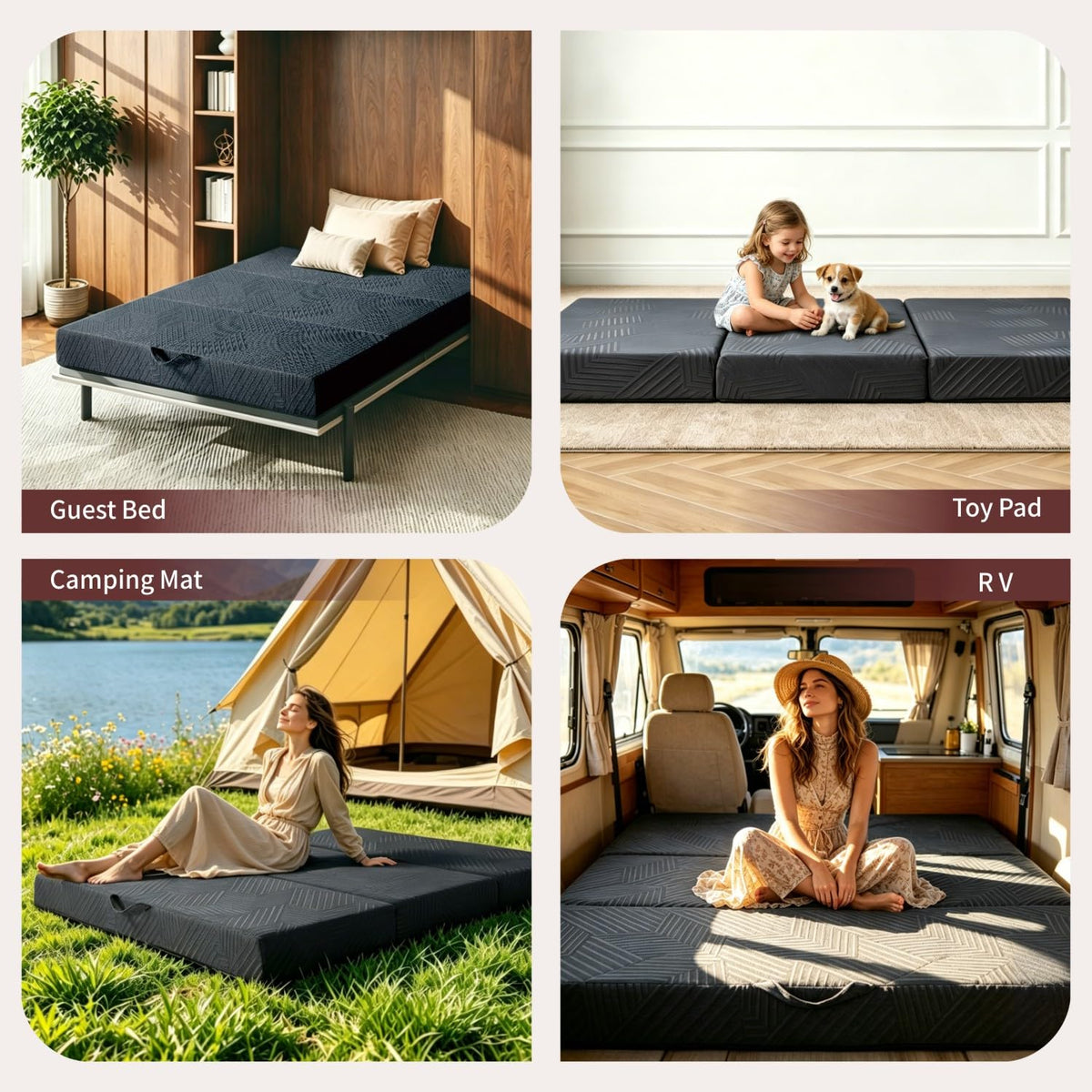 6 Inch Cooling Gel Memory Foam Trifold Mattress with Ice Silk Cover C2821