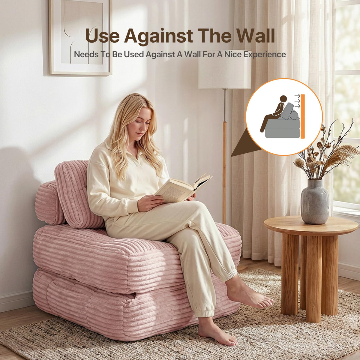 Pink Folding Sofa Bed W58628