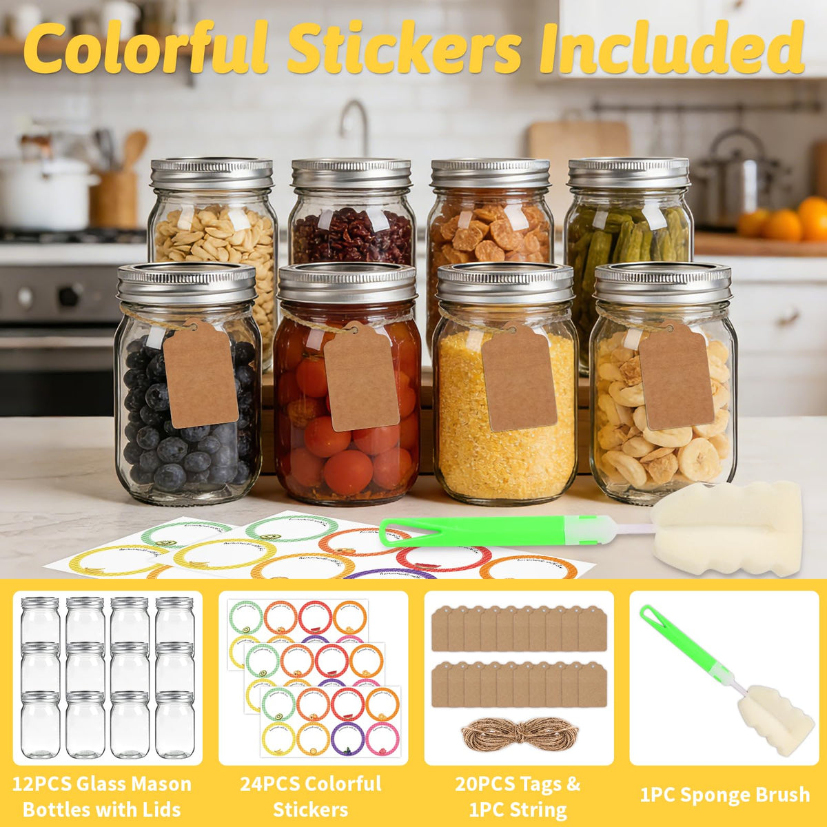 12 oz Regular Mouth Mason Jars 20 Pack A67732