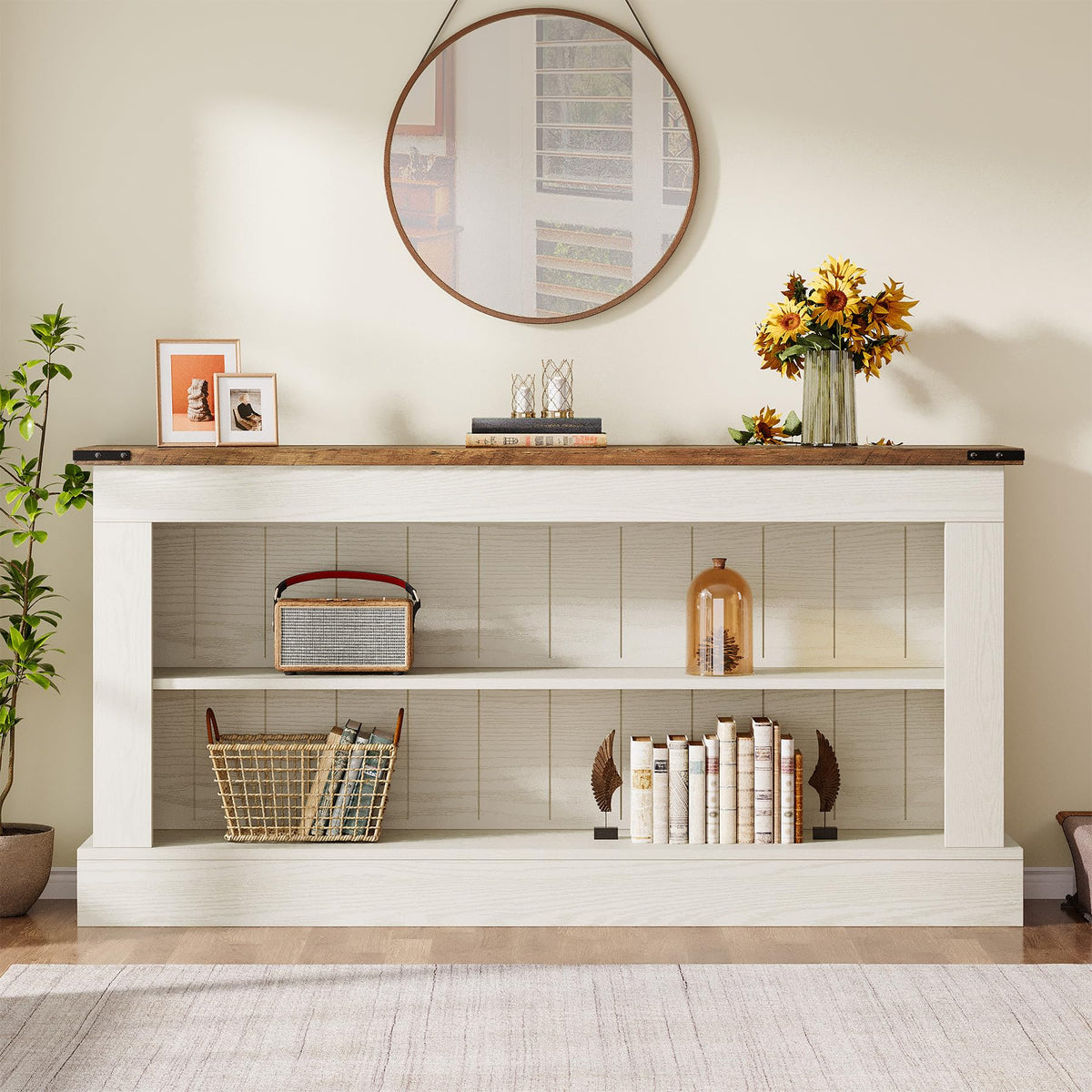63" 3-Tier Console Table with Storage Shelves N3708