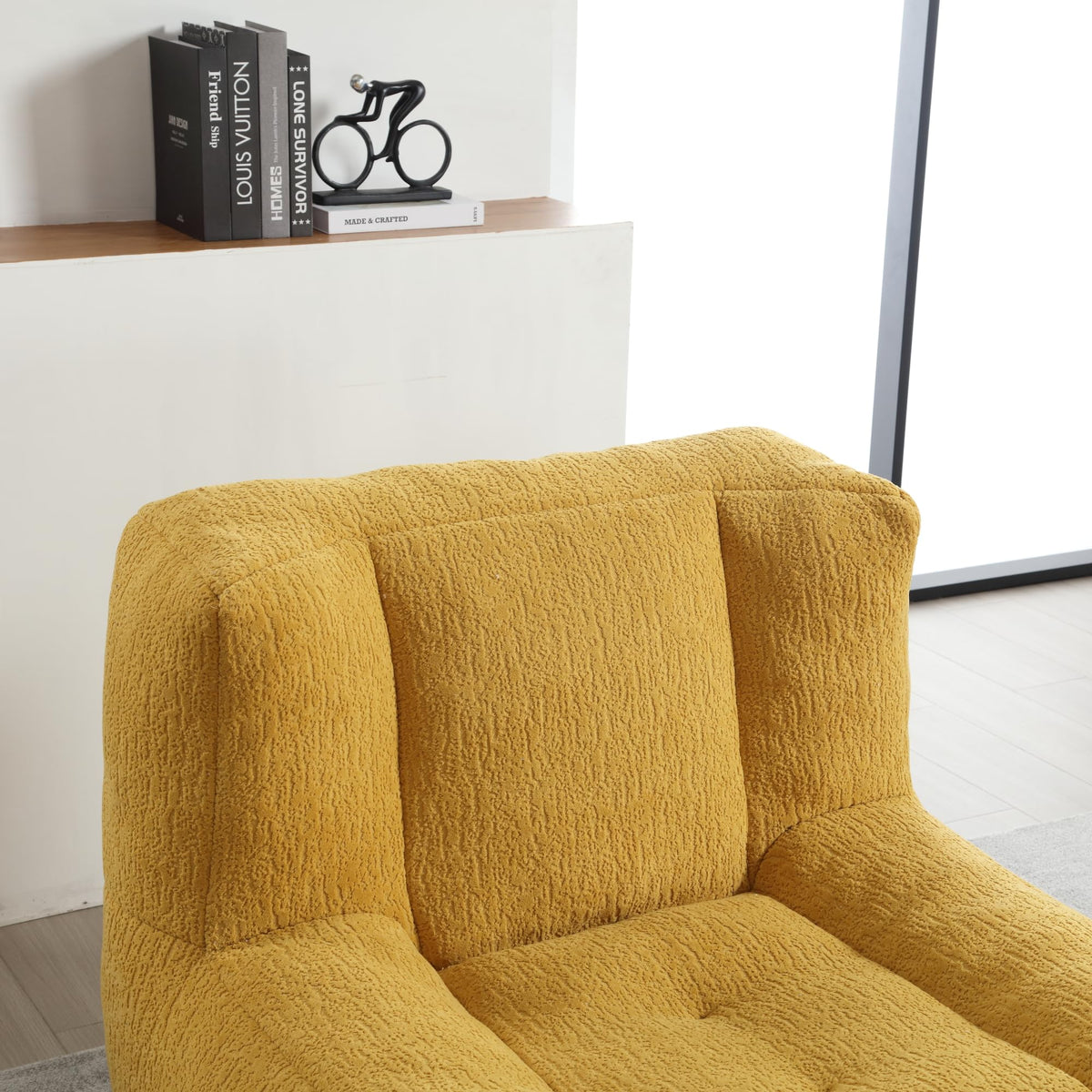 Yellow Memory Foam Bean Bag Chair with Ottoman G753
