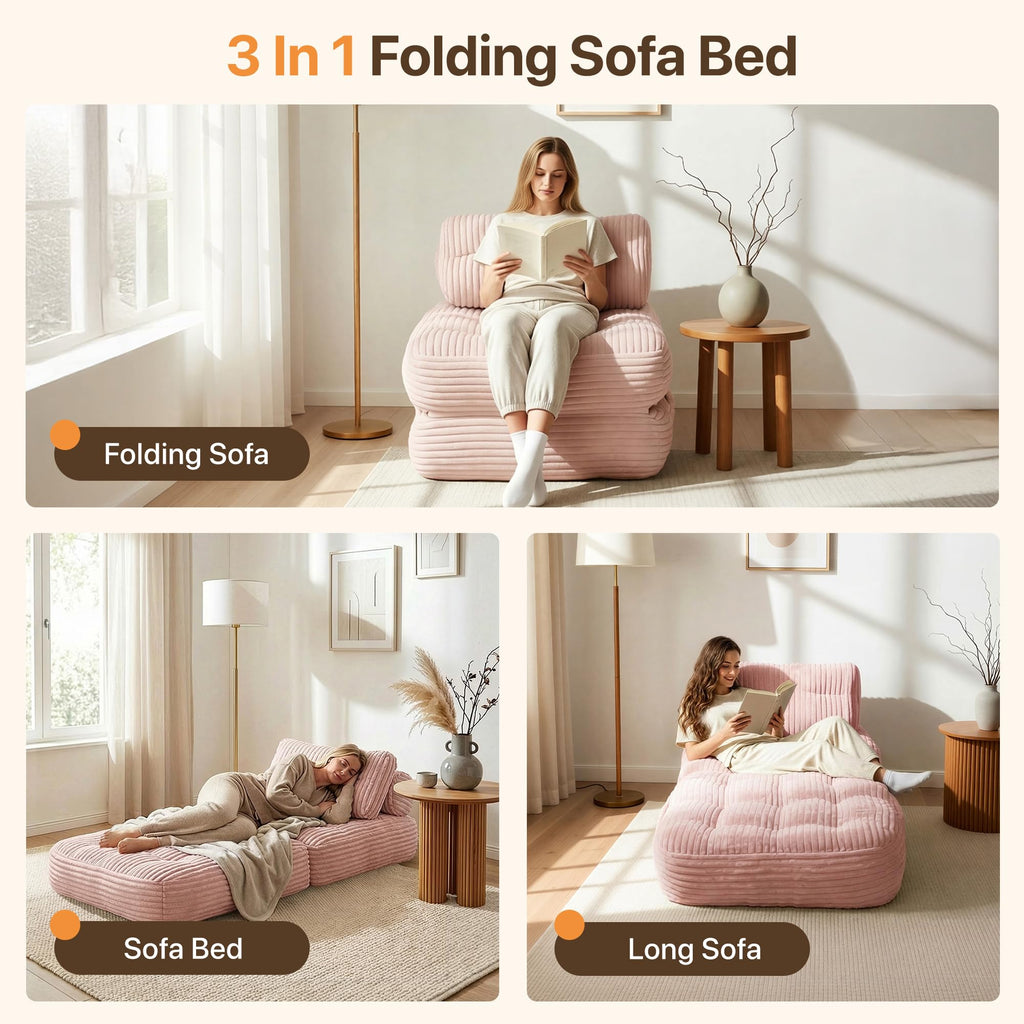 Pink Folding Sofa Bed W58628