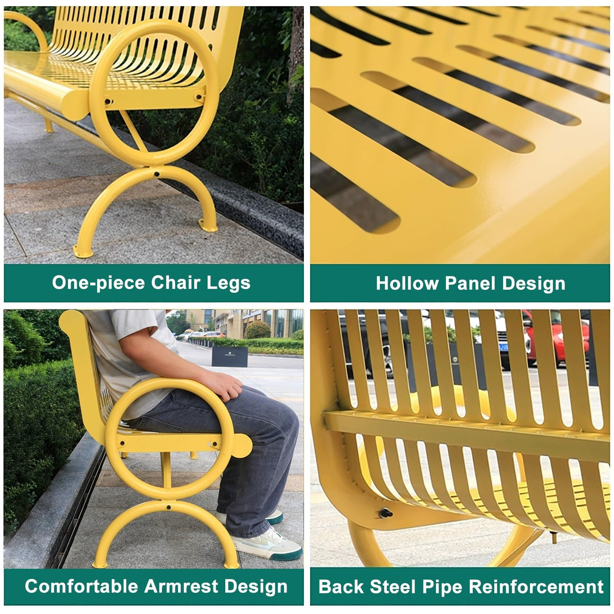 Metal Garden Bench with Backrest and Armrests E23629