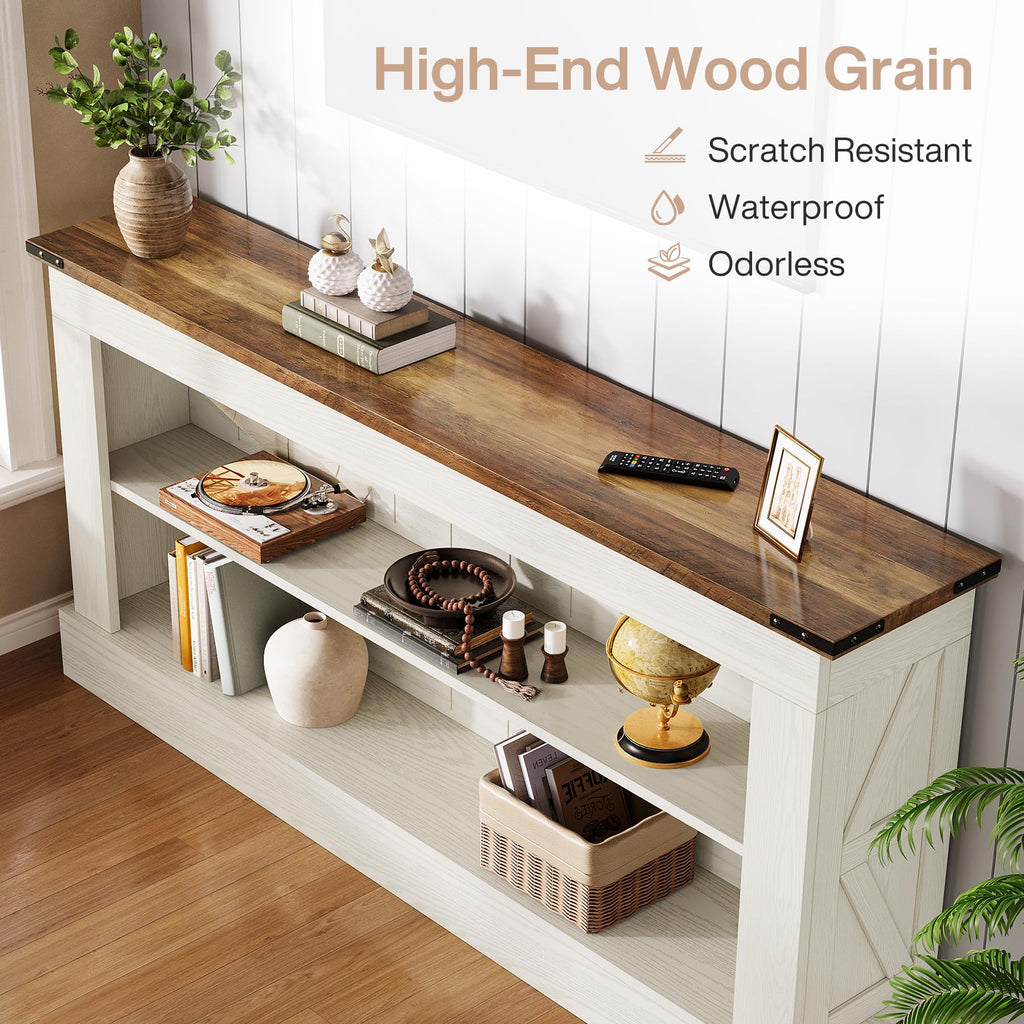 63" 3-Tier Console Table with Storage Shelves N3708