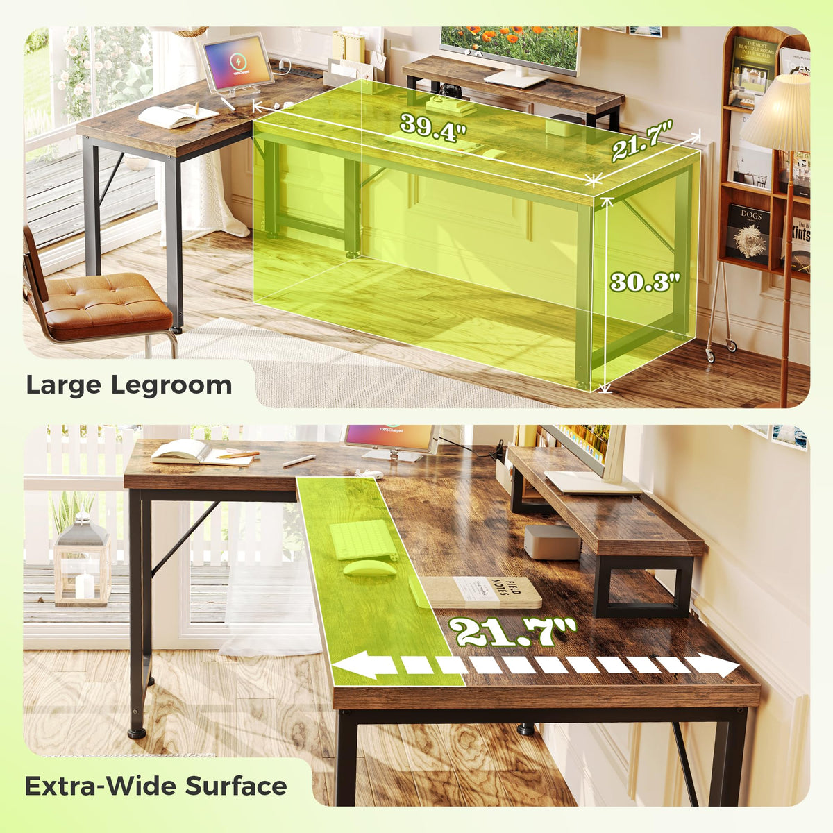 53" L Shaped Computer Desk with Outlets N88967
