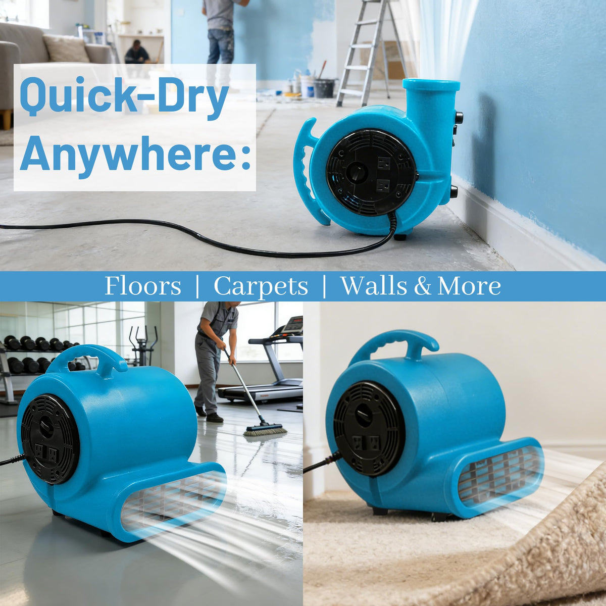 Light Blue 2500 CFM 3-Speed Floor Dryer W946930