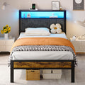 Twin Size Grey Upholstered Bed Frame U545