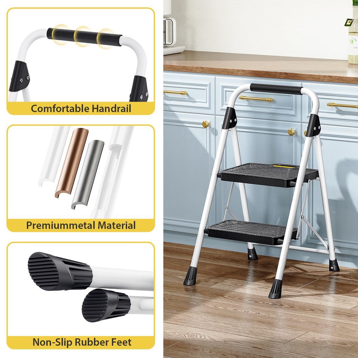 2 Step Folding Step Stool White L836909