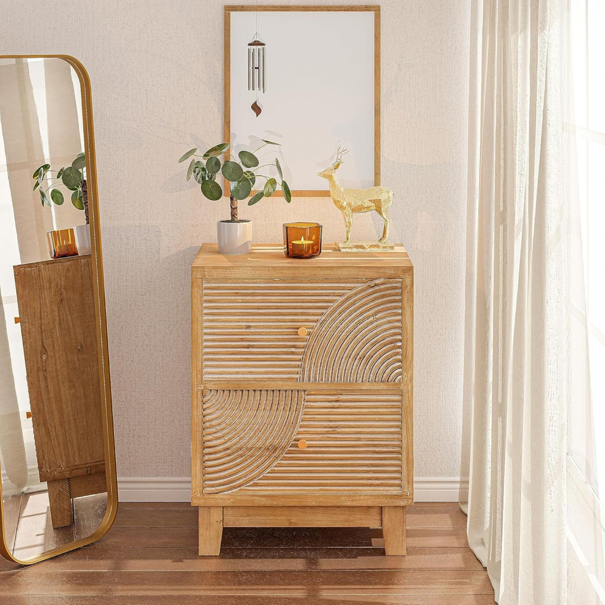 2 Drawer Wood Nightstand H8547