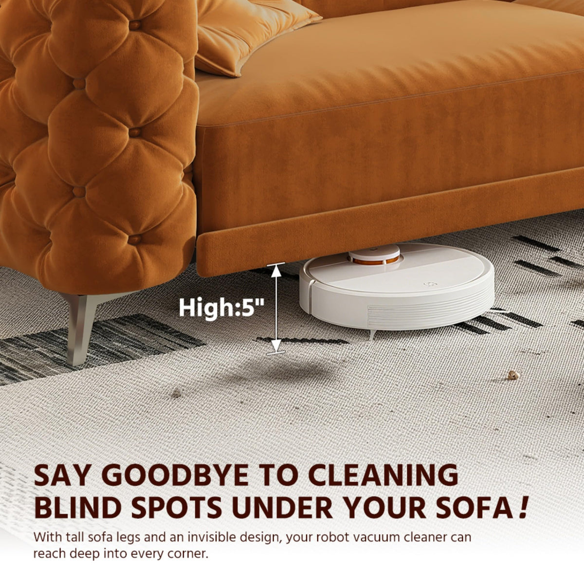 Velvet Convertible Sleeper Sofa with Ottoman F784014