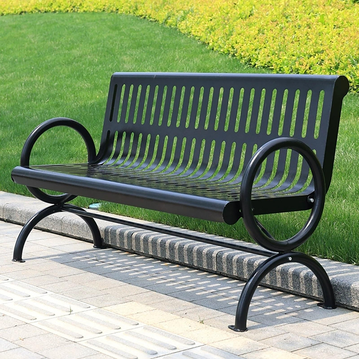 Metal Garden Bench with Backrest and Armrests E23629