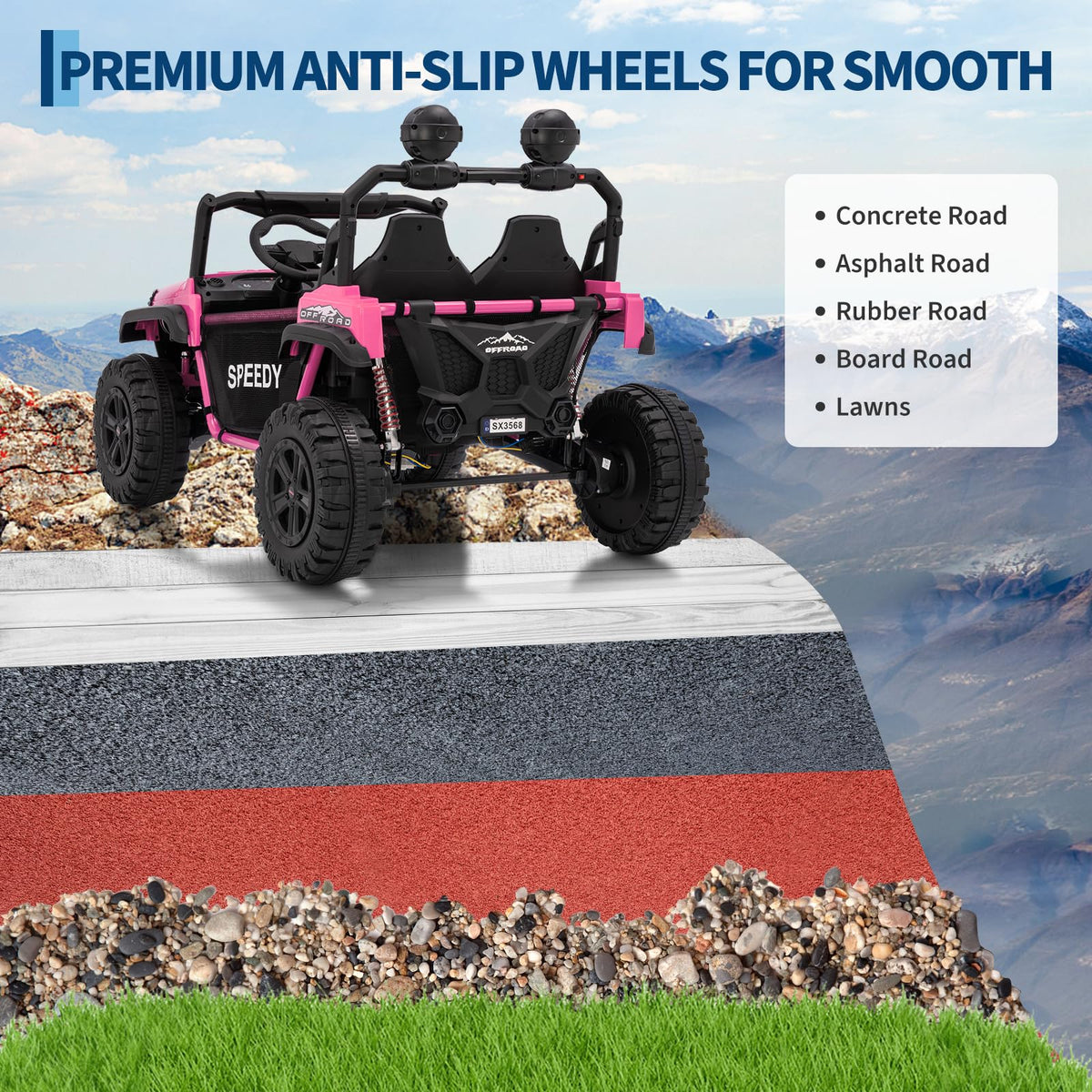 24V 4WD 2 Seater Ride on Car with Remote Control, Pink V831528