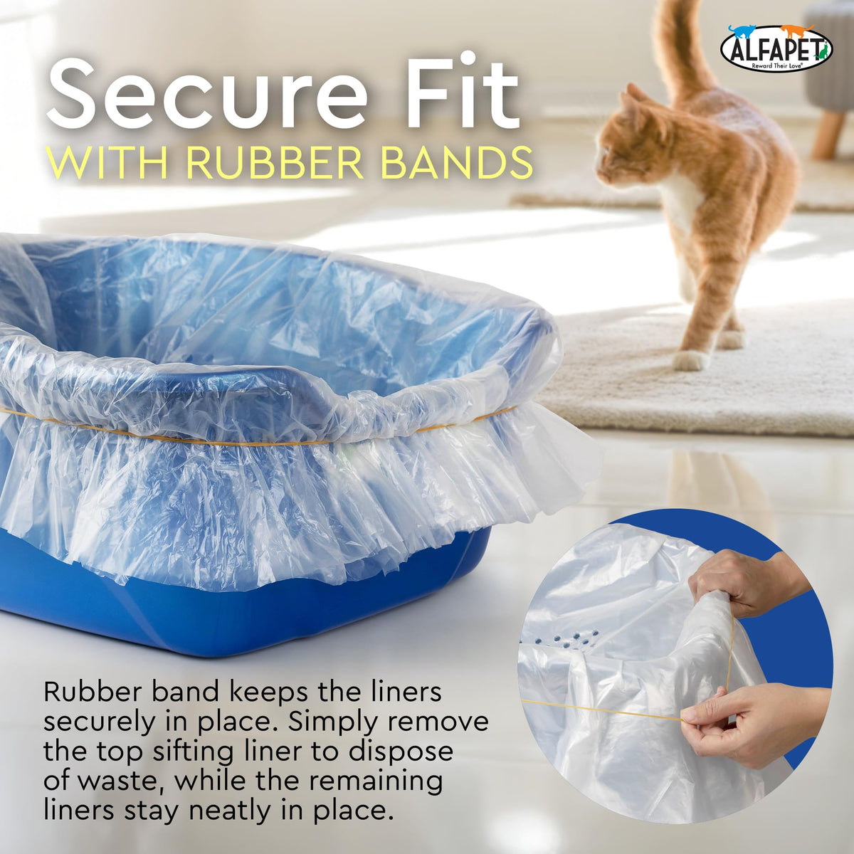 Extra Giant 60 Count Tear-Resistant Waterproof Cat Litter Box Liners Q31003