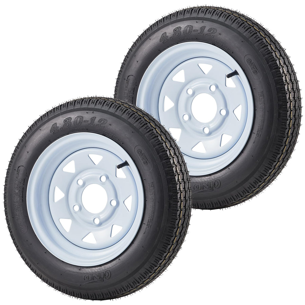 2 Pack 4.80-12 Trailer Tires with 12 inch Rims G299