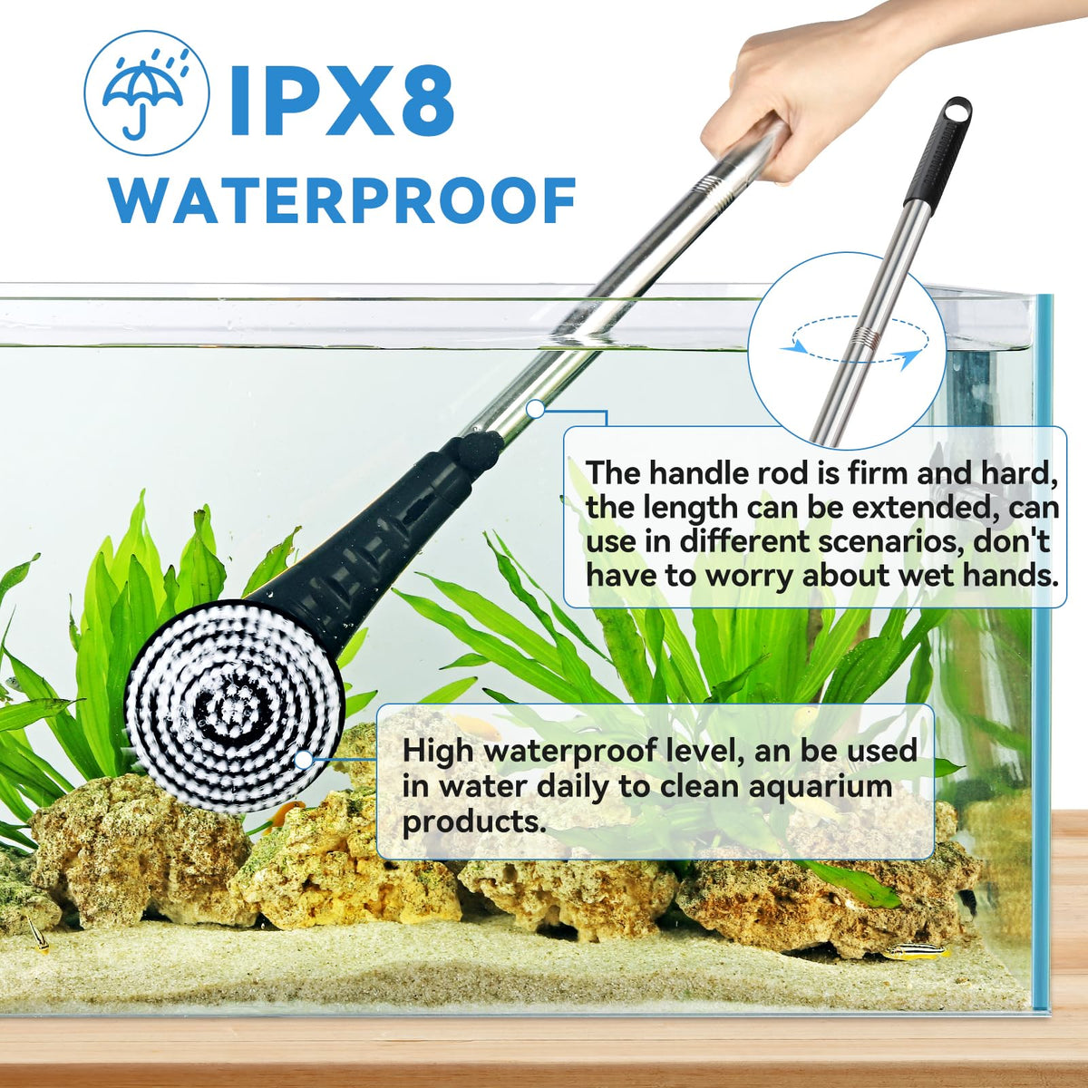 Electric Aquarium Cleaning Brushes with 6 Replaceable Brush Heads S34480