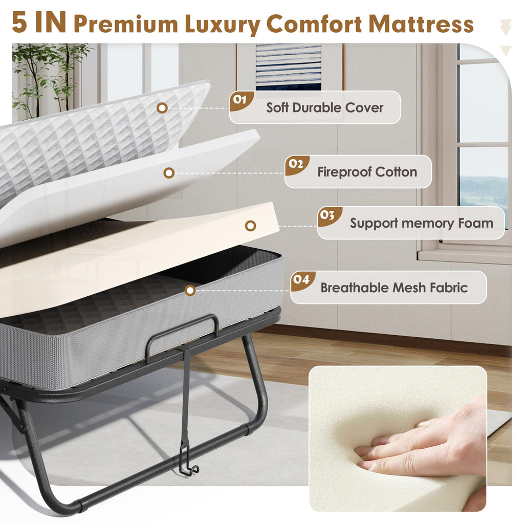 75" x 31" Folding Bed with 5" Memory Foam Mattress K447211