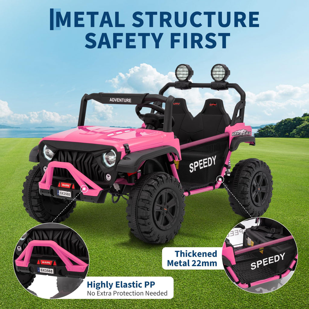 24V 4WD 2 Seater Ride on Car with Remote Control, Pink V831528