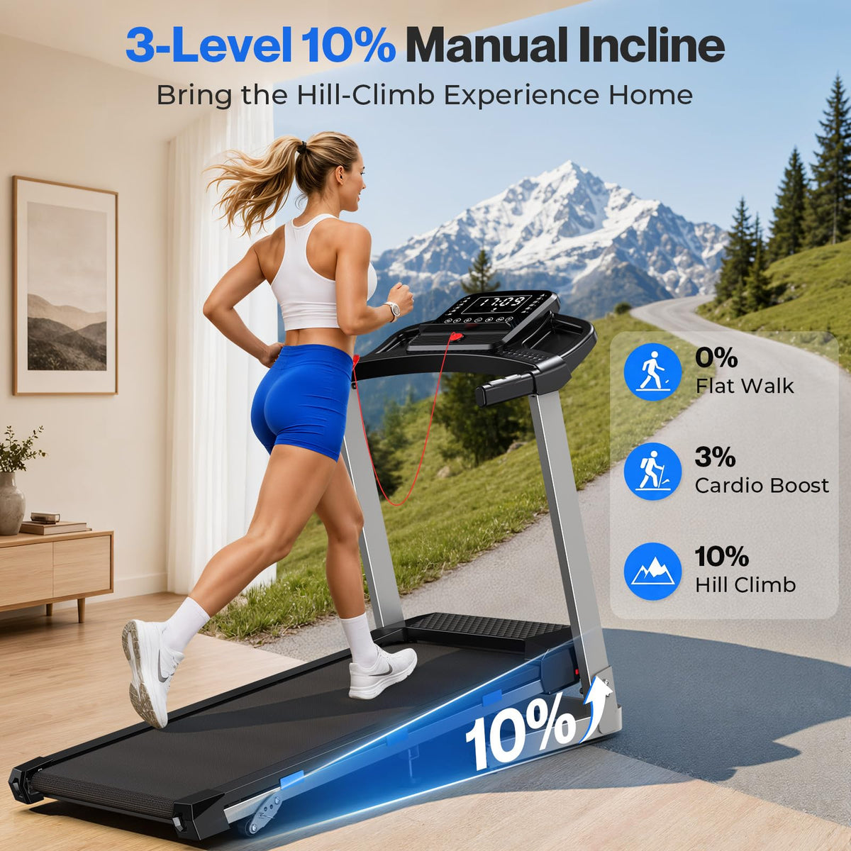 Foldable Treadmill with 10% Incline 400 LBS Capacity P515554