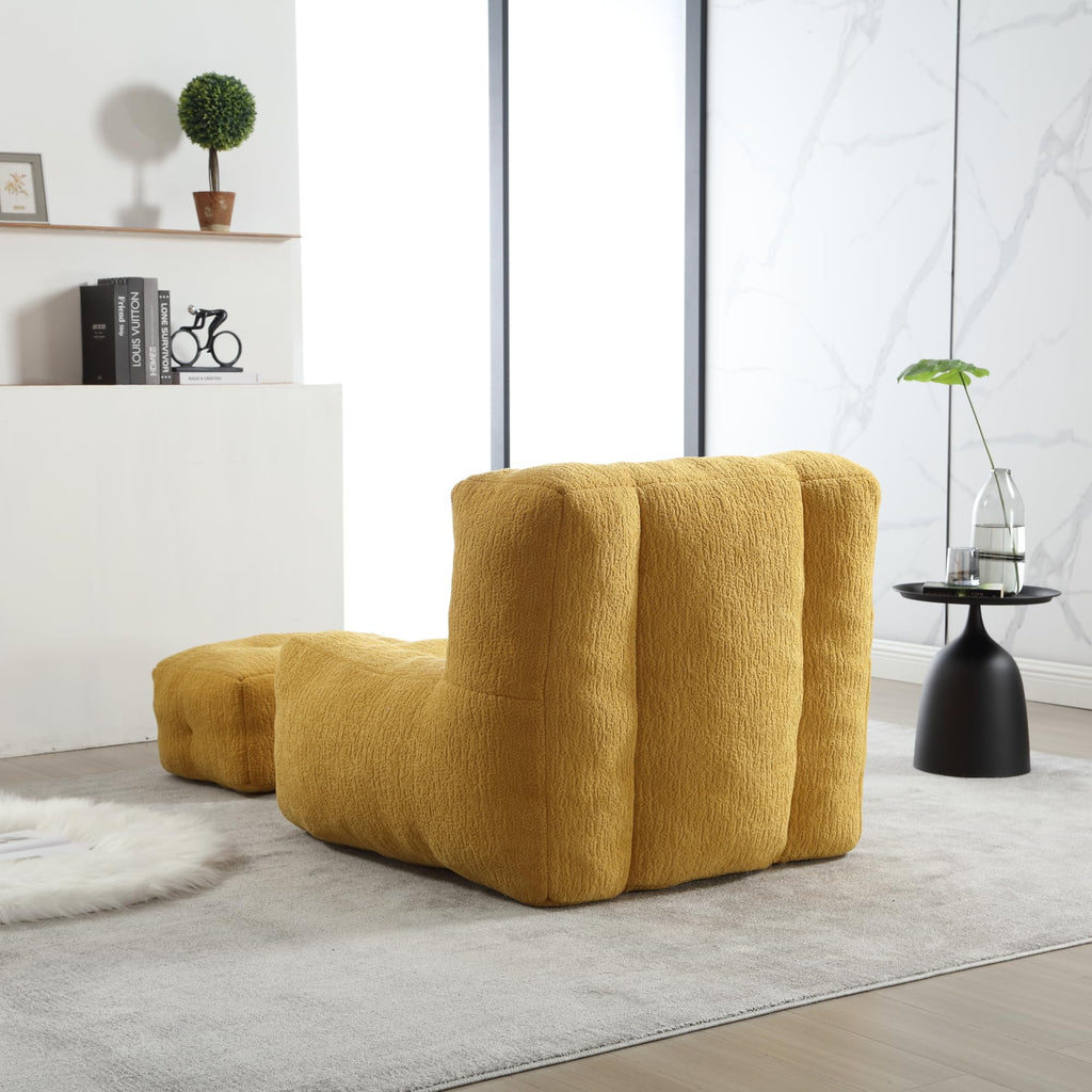 Yellow Memory Foam Bean Bag Chair with Ottoman G753