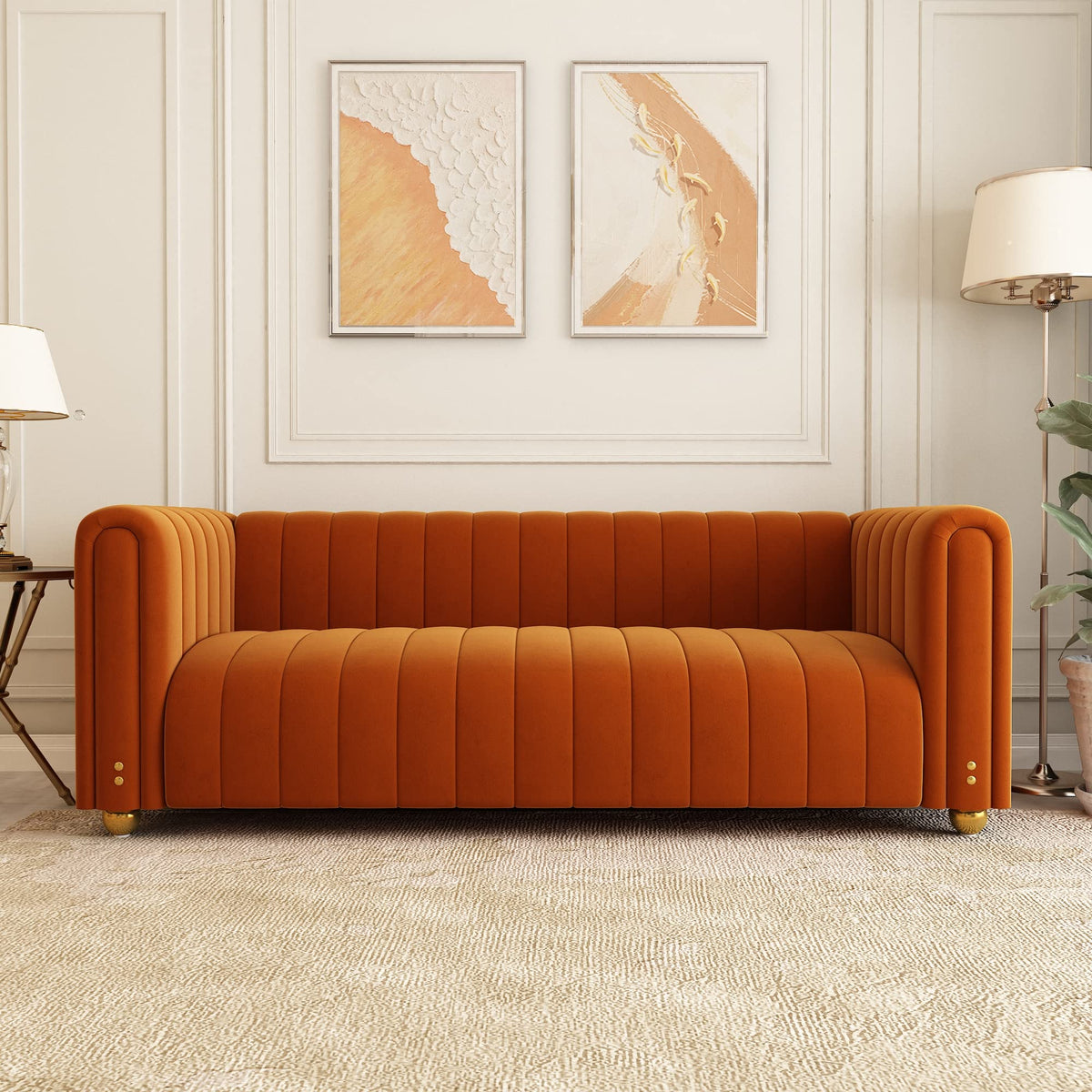 Velvet Sofa Set with Gold Metal Legs C174