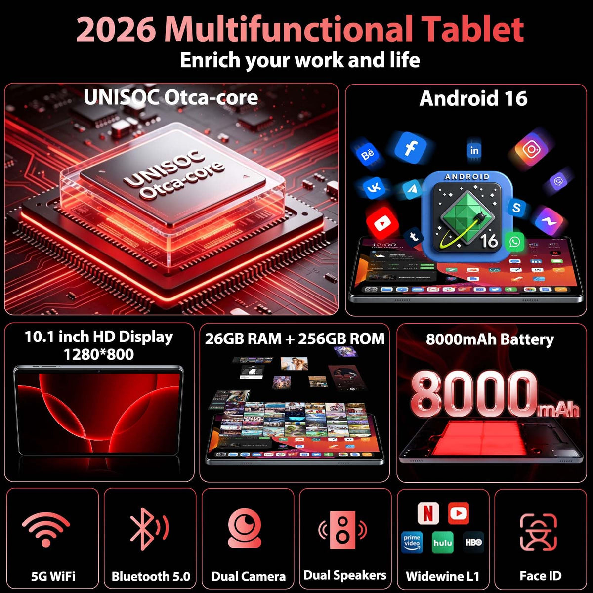 10 Inch Android Tablet with Keyboard K6070