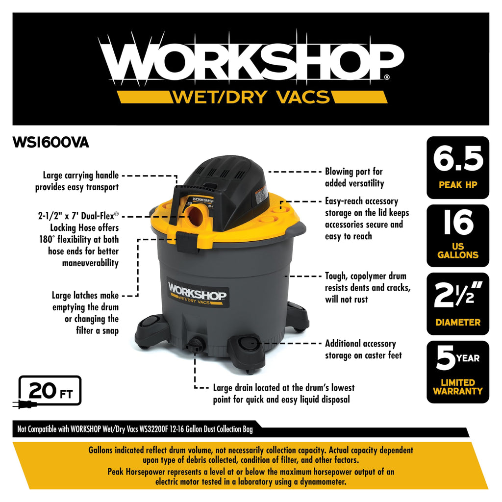 16-Gallon Wet Dry Vacuum Cleaner W50276