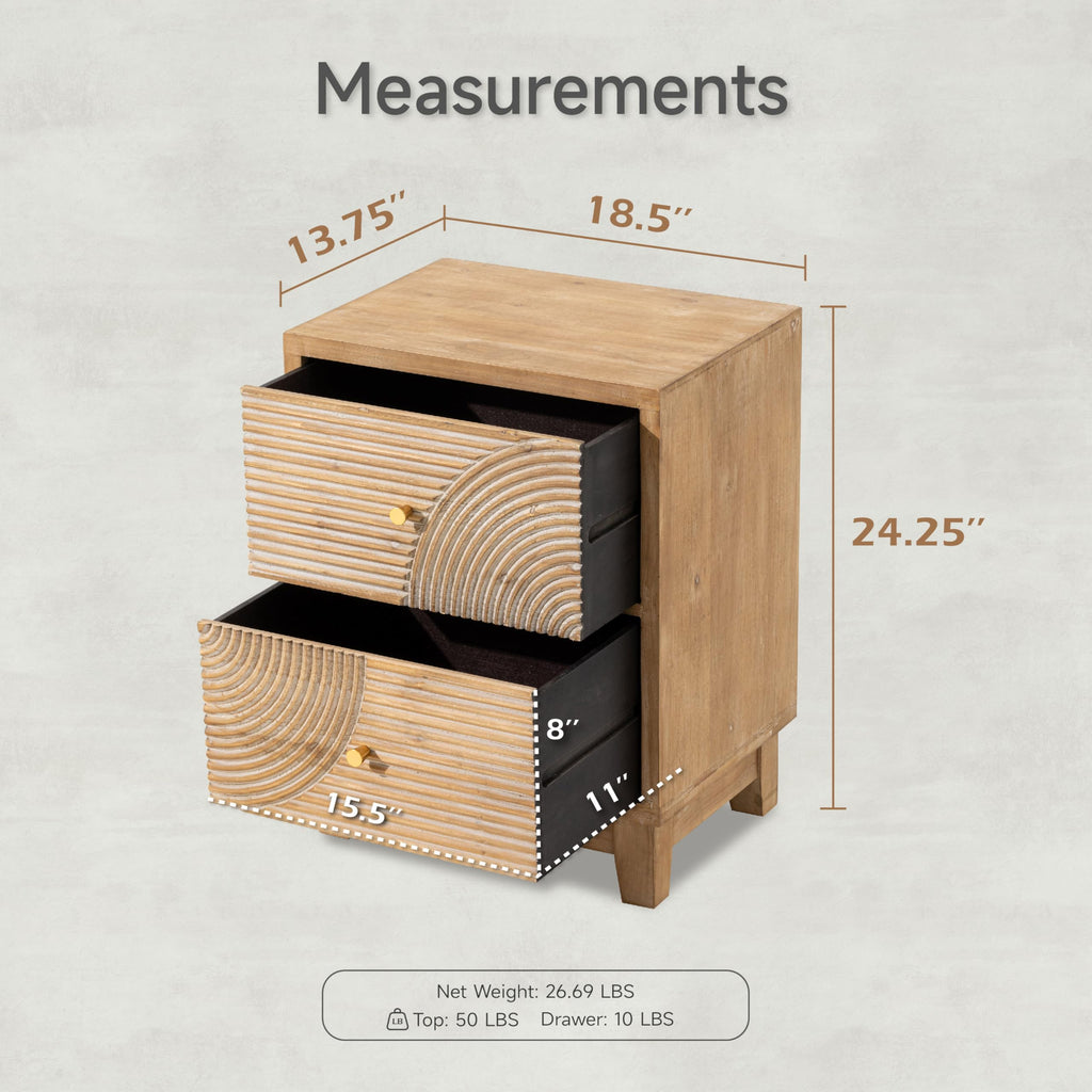 2 Drawer Wood Nightstand H8547