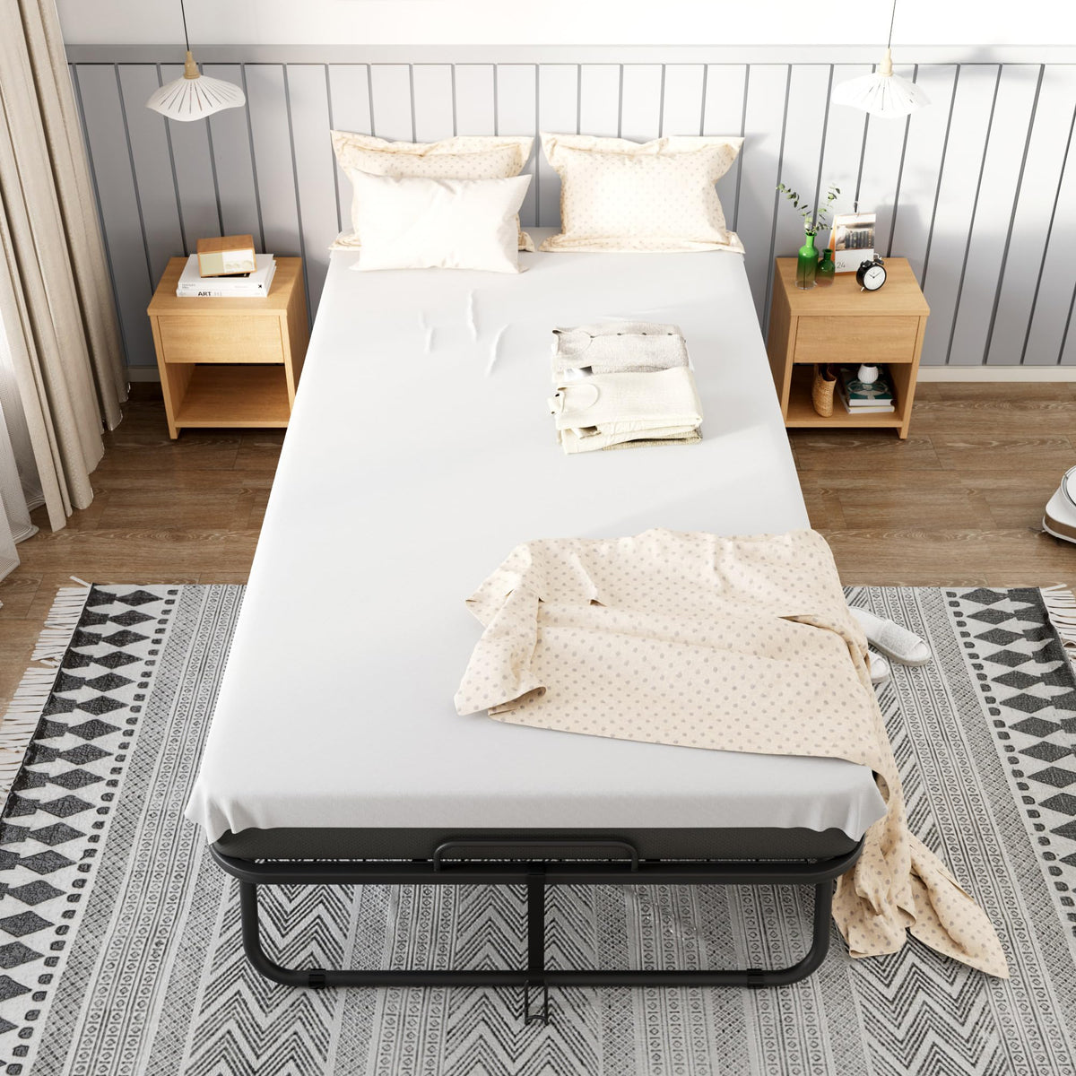 Folding Bed with Mattress Metal Frame Cot Size C8268