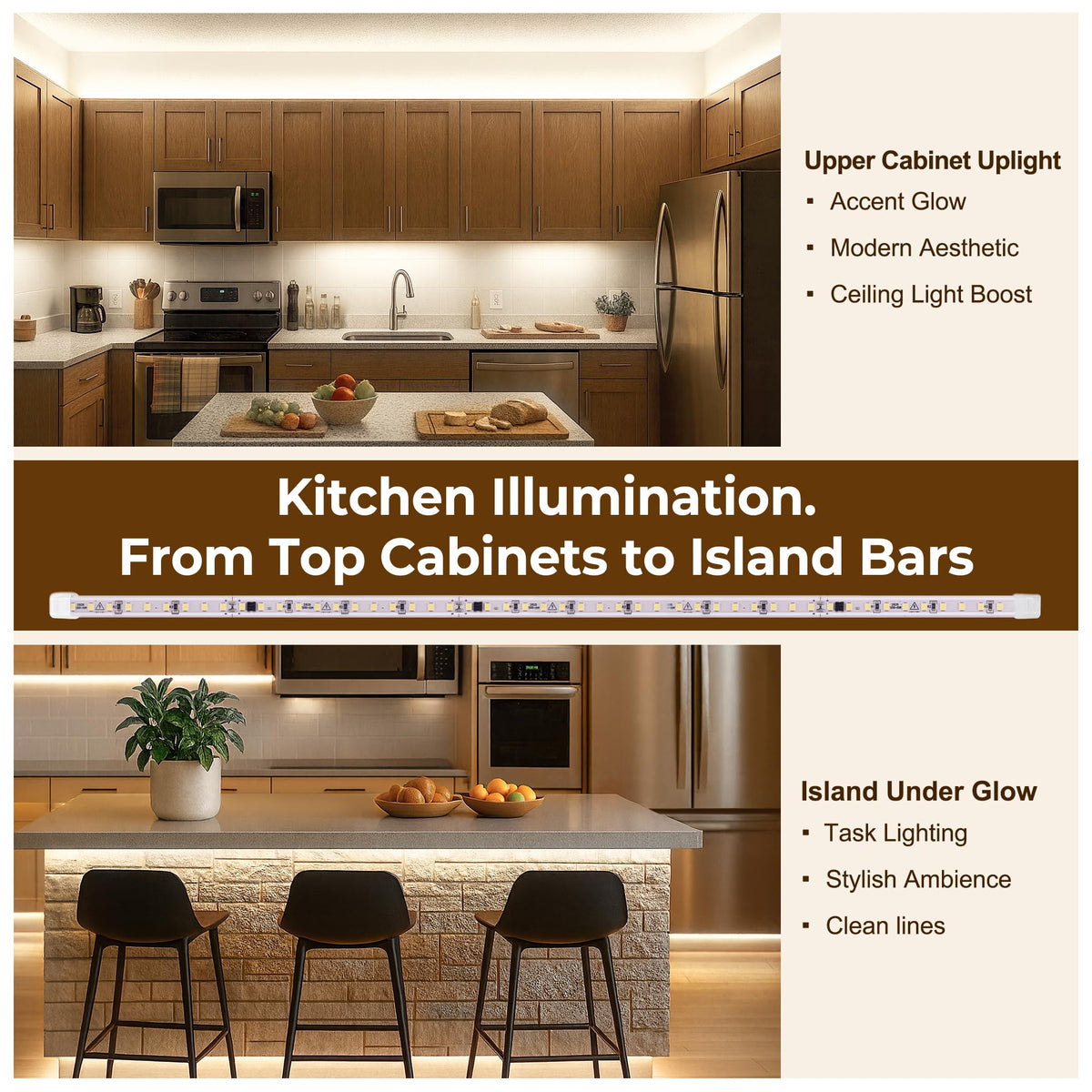 24inch 120V Wired Under Cabinet LED Strip Lights 6000K White Waterproof B165905