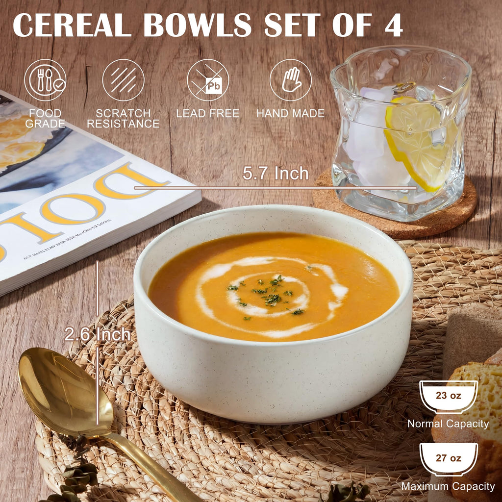 Ceramic Soup Bowls Set of 4, 27oz Multicolor M7349