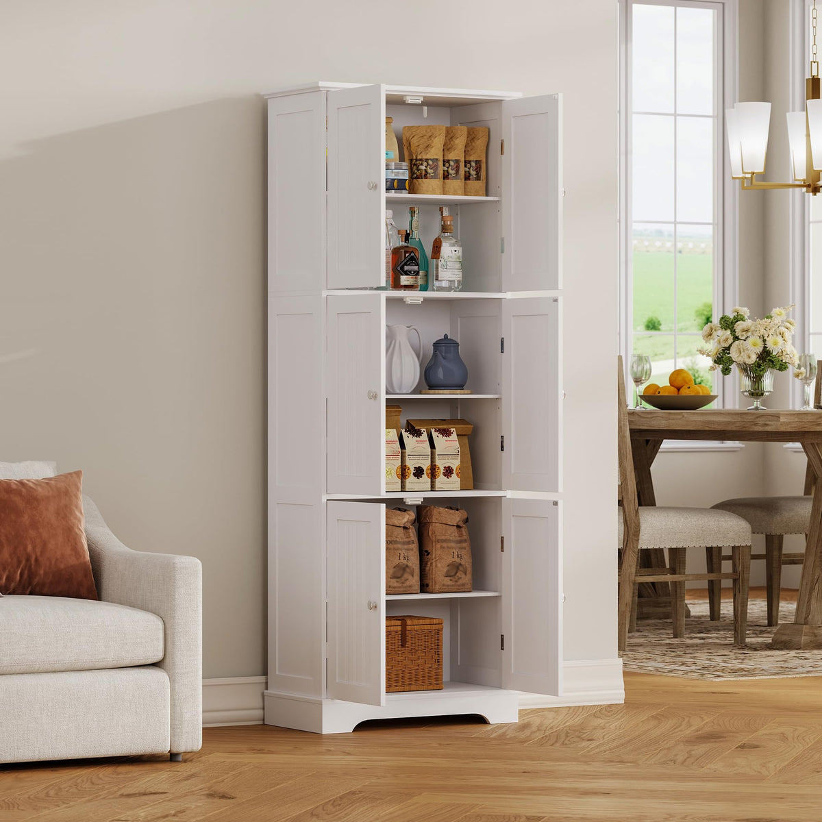 63.2" Tall Bathroom Storage Cabinet with 6 Doors W180930